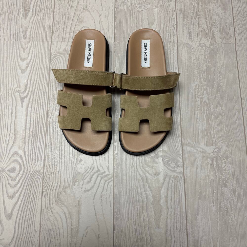 Steve Madden Womens Size 6 Tan Suede Double Strap Boho Flat Sandals
